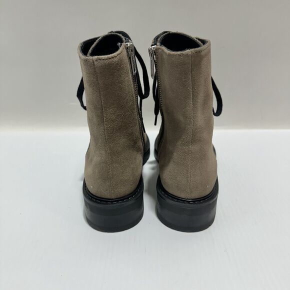 AllSaints Dusty Women's US 7 Combat Boots Light Gray Tan Cow Suede NWOB $299 - Picture 6 of 12
